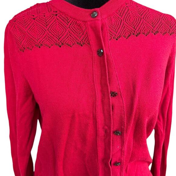 Eddie Bauer button down  long sleeve cardigan sweater, red, women's size S - Picture 1 of 10